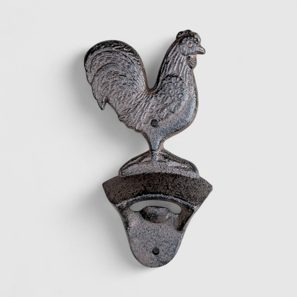 Farmhouse Cast Iron Rooster Bottle Opener, Rustic Kitchen & Bar Accessory